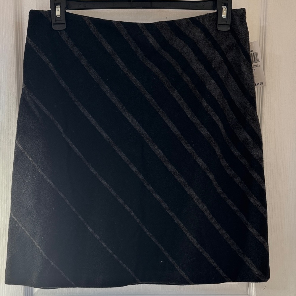 Style & Co. Black and Gray Diagonal Mini Skirt Wool